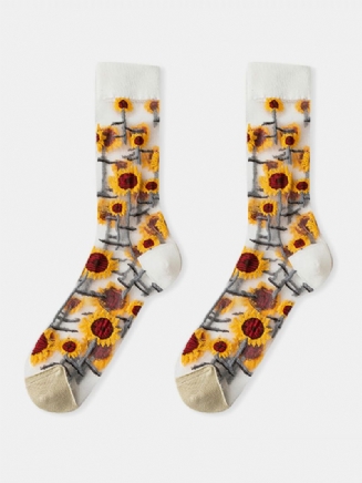 Dámské Ponožky Sunflowers Vines Módní Novinka Harajuku Crystal Silk Tide Tube Socks