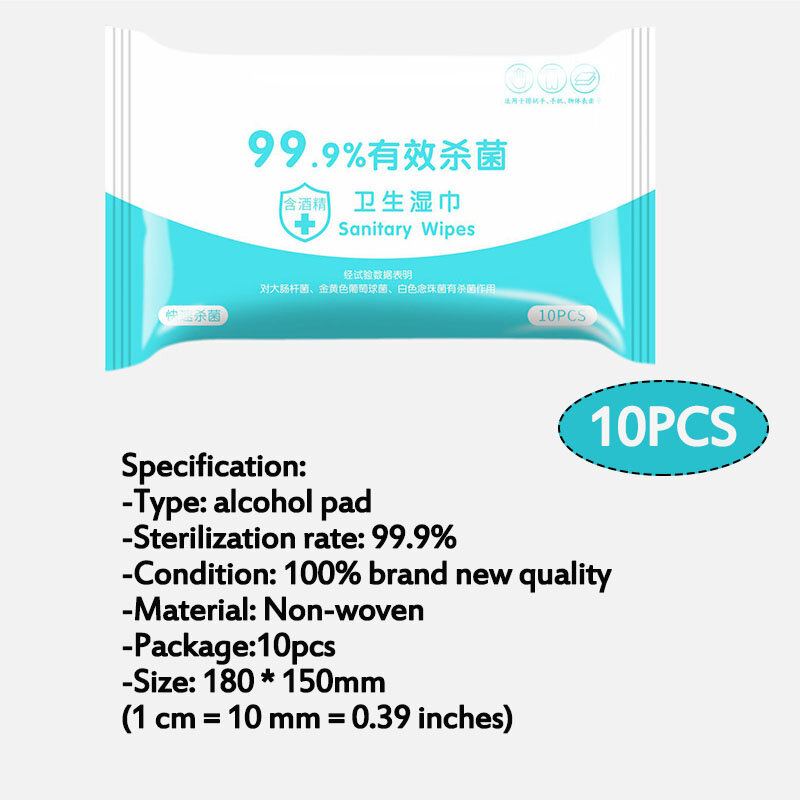 10ks Jednorázové Vlhčené Ubrousky Na Čištění 75% Alkoholu Bezpečnostní Podložky Sterilizační Čisticí Papír