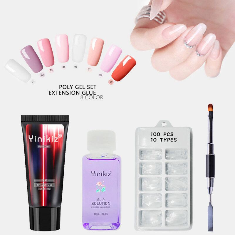 13ml Sada Akrylového Gelu Extend Fast Uv Builder Gel Slip Solution Forma Na Nehty Nail Art Brush