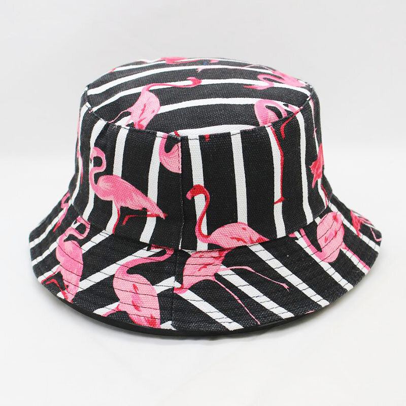 Čepice S Pruhovaným Vzorem Flamingo Letní Venkovní Kšilt Na Opalovací Krém Fisherman Bucket Hat