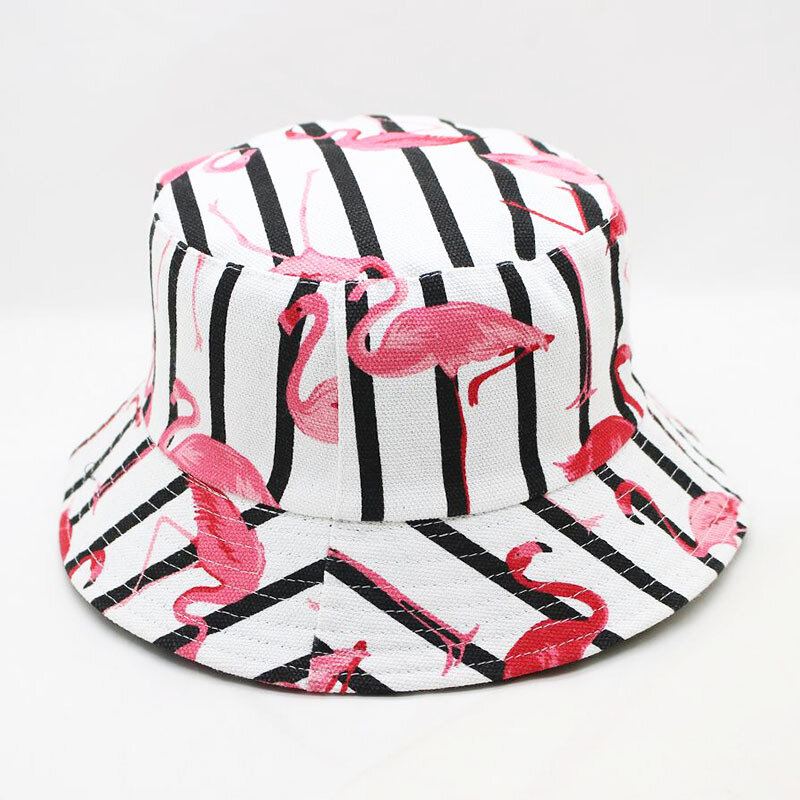 Čepice S Pruhovaným Vzorem Flamingo Letní Venkovní Kšilt Na Opalovací Krém Fisherman Bucket Hat