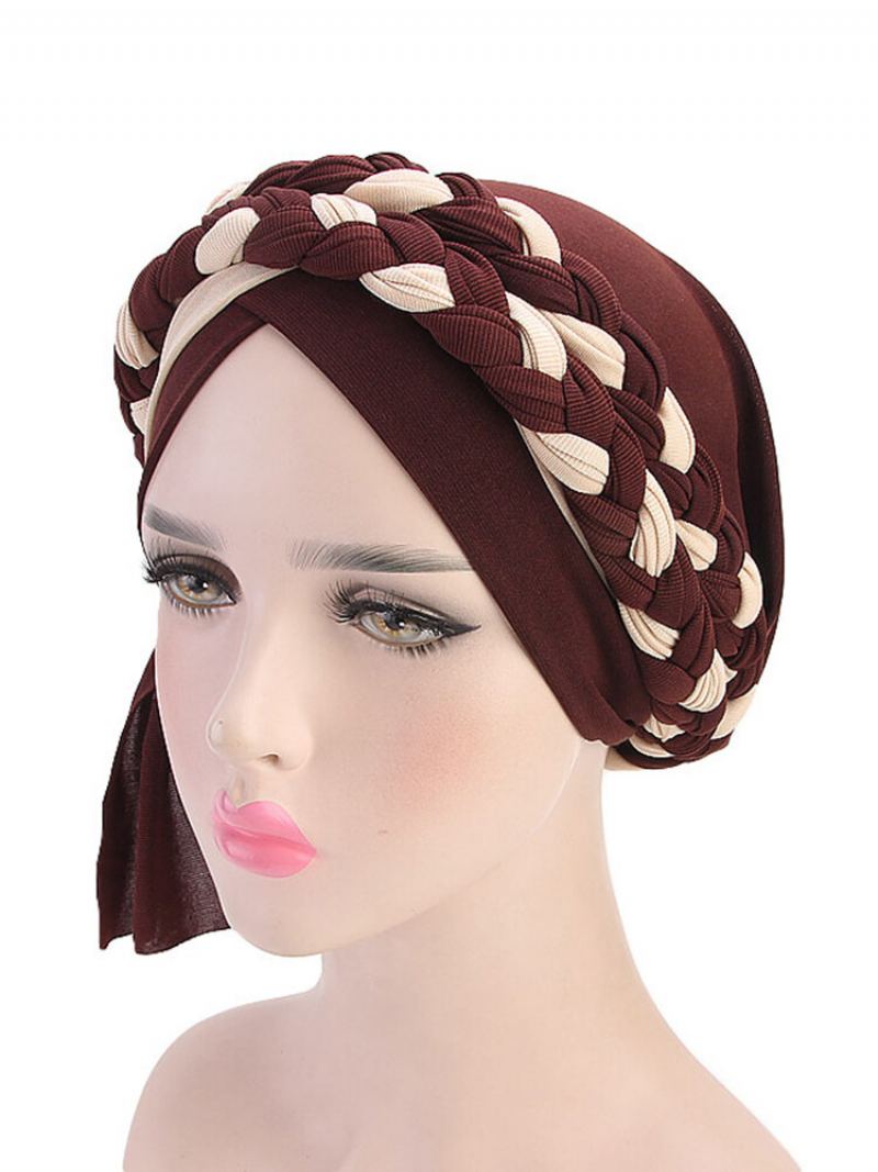 Dámská Měkká Vyšívaná Čelenka Multicolor Twist Braid Turban Cancer Cap