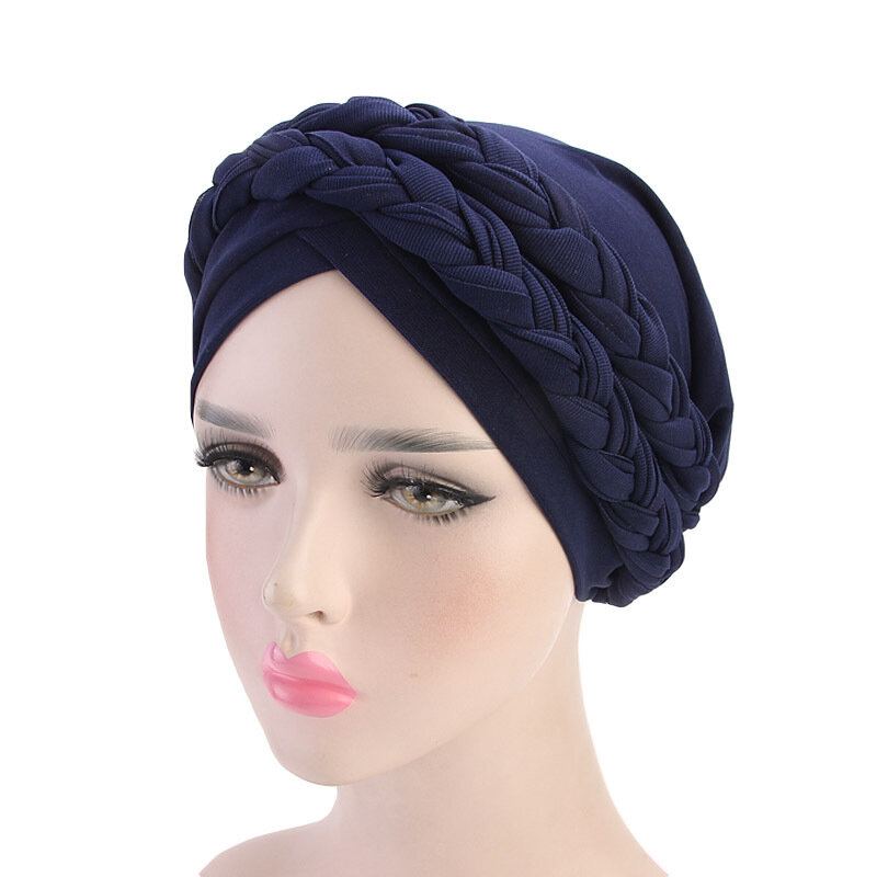 Dámská Měkká Vyšívaná Čelenka Multicolor Twist Braid Turban Cancer Cap