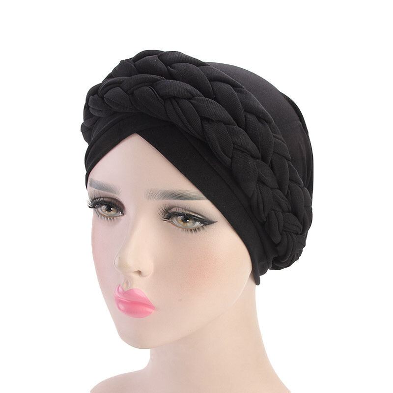 Dámská Měkká Vyšívaná Čelenka Multicolor Twist Braid Turban Cancer Cap