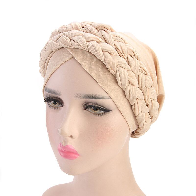 Dámská Měkká Vyšívaná Čelenka Multicolor Twist Braid Turban Cancer Cap