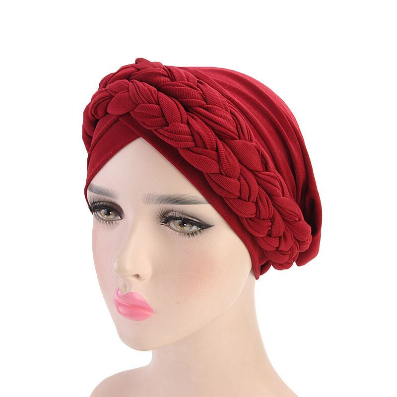 Dámská Měkká Vyšívaná Čelenka Multicolor Twist Braid Turban Cancer Cap