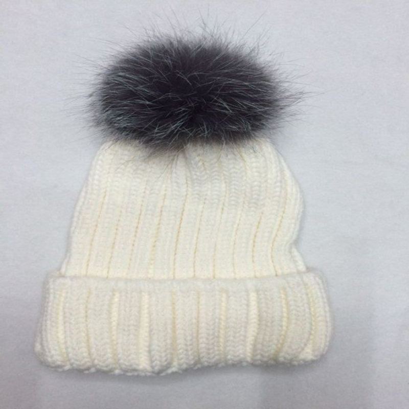 Dámská Pletací Čepice Ze Stříbrné Liščí Kožešiny V Evropském Stylu Thicken Warm Beanie