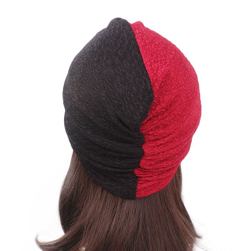 Dámská Polyesterová Dvoubarevná Cross Stretch Turban Čepice Ležérní Bonnet