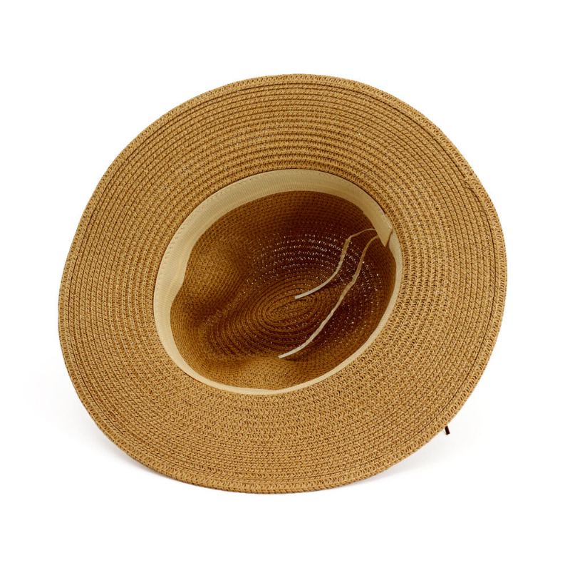 Dámská Sluneční Clona Straw Hat Outdoor Seaside Sun Kšilt Jednobarevná Jazz Hat