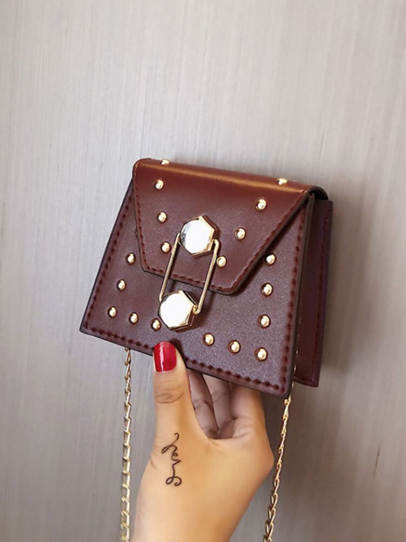 Dámská Vintage Mini Crossbody Kabelka S Flitrovým Nýtovým Řetízkem