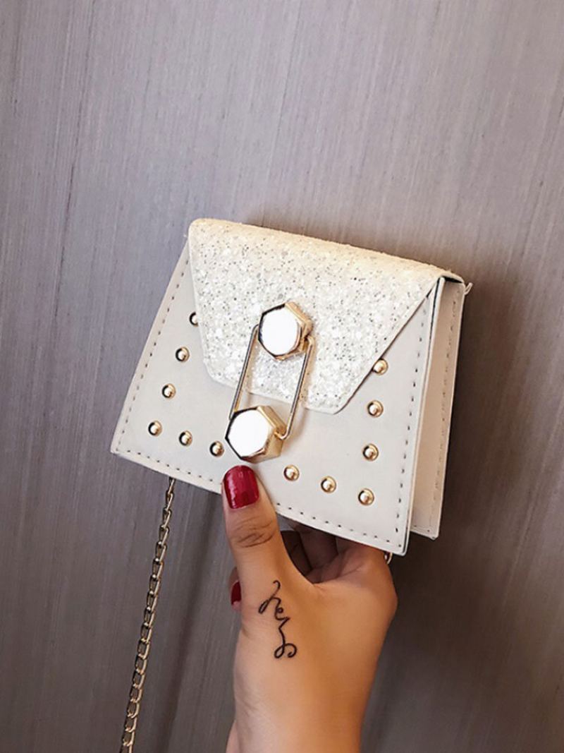 Dámská Vintage Mini Crossbody Kabelka S Flitrovým Nýtovým Řetízkem