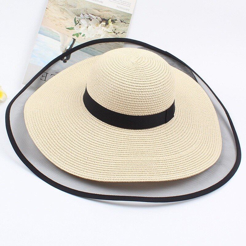 Dámské Mesh Vogue Krém Na Opalování Bucket Slaměný Klobouk Outdoor Casual Travel Beach Sea Hat