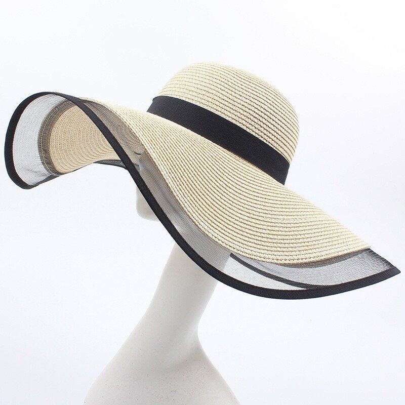 Dámské Mesh Vogue Krém Na Opalování Bucket Slaměný Klobouk Outdoor Casual Travel Beach Sea Hat