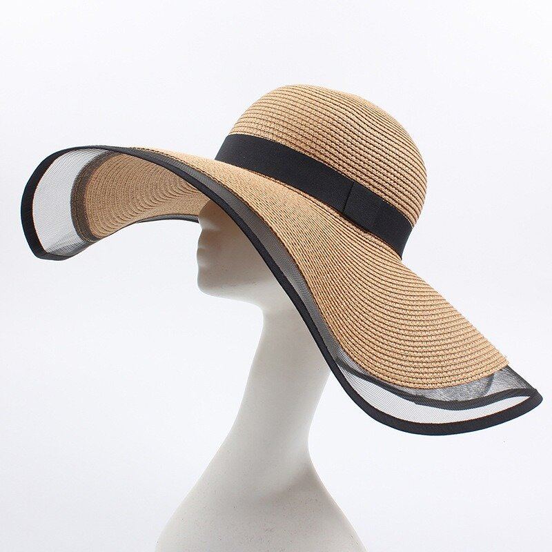 Dámské Mesh Vogue Krém Na Opalování Bucket Slaměný Klobouk Outdoor Casual Travel Beach Sea Hat