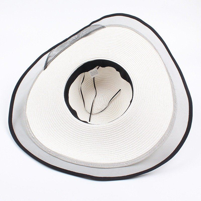 Dámské Mesh Vogue Krém Na Opalování Bucket Slaměný Klobouk Outdoor Casual Travel Beach Sea Hat