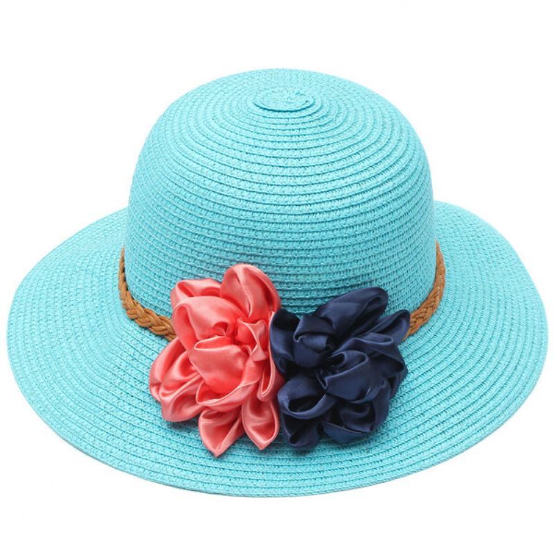 Dámský Klobouk Trilby Beach Sun Hat Flower Elegantní Cestovní Kšiltovka Se Slámou