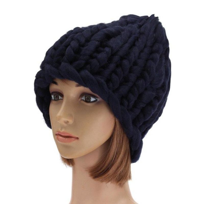 Pletená Háčkování Gorro Bonnet Dome Cap Robustní Trojúhelníková Stereo Čepice S Čepicí