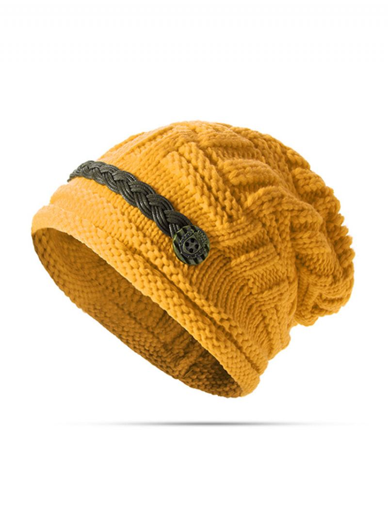 Pletené Háčkování Knoflíky Čepice Na Řemínky Ozdobné Copánky Baggy Beanie Hat