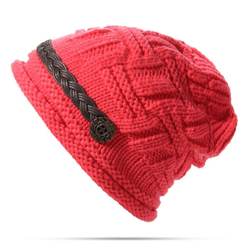 Pletené Háčkování Knoflíky Čepice Na Řemínky Ozdobné Copánky Baggy Beanie Hat