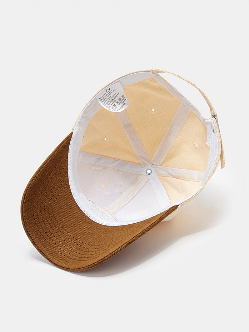 Unisex Bavlna Barva Kontrastní Patchwork Písmeno Štítek Výšivka Univerzální Sunshade Baseball Cap