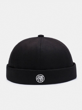 Unisex Bavlna Čínská Výšivka Písmena Ocelová Pečeť Vintage Trendy Čepice Bez Okrajů Landlord Cap Skull Cap