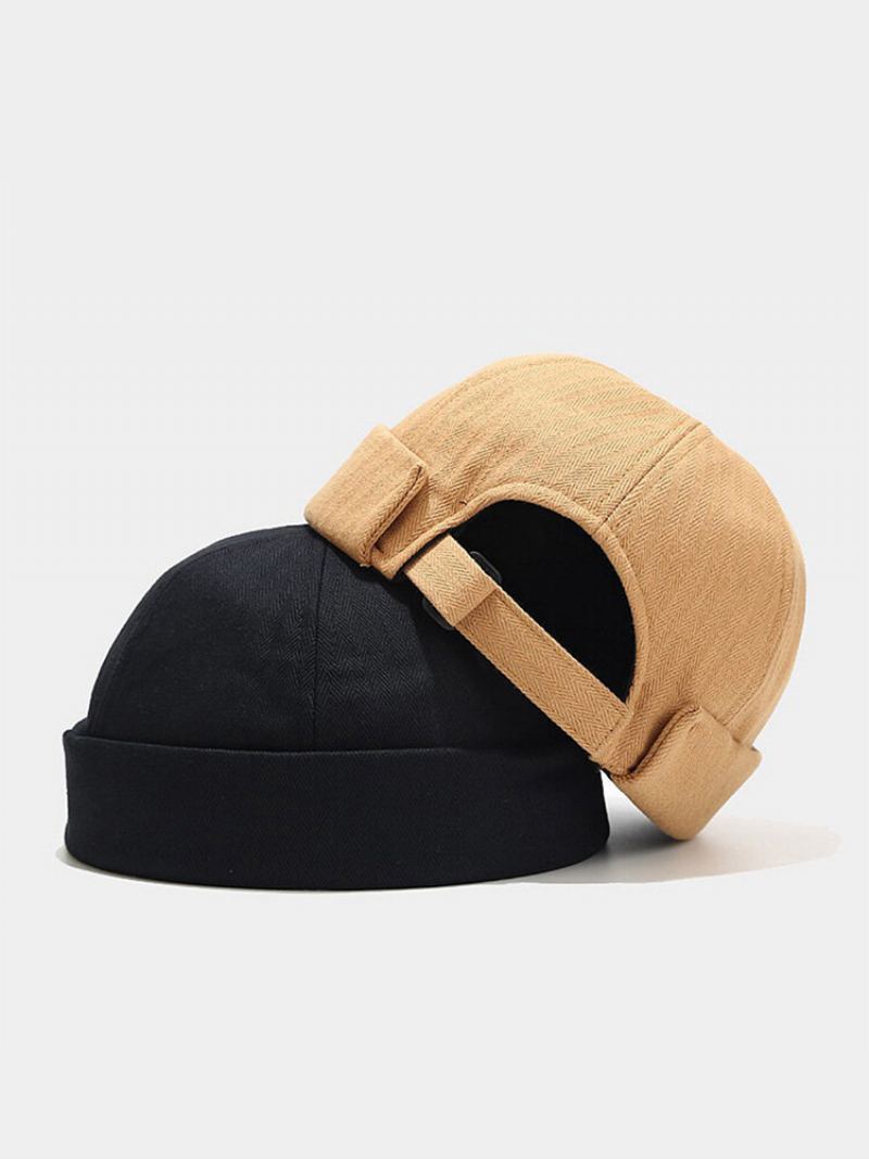 Unisex Bavlna Jednobarevné Rybí Kosti Pruhy Kopule Osobnost Čepice Bez Okrajů Landlord Sailor Hat Skull Cap