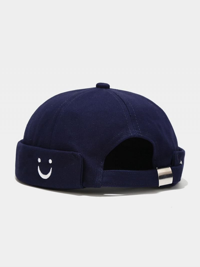 Unisex Bavlna Smile Face Vyšívané Univerzální Nastavitelné Čepice Beanie Landlord Caps Skull