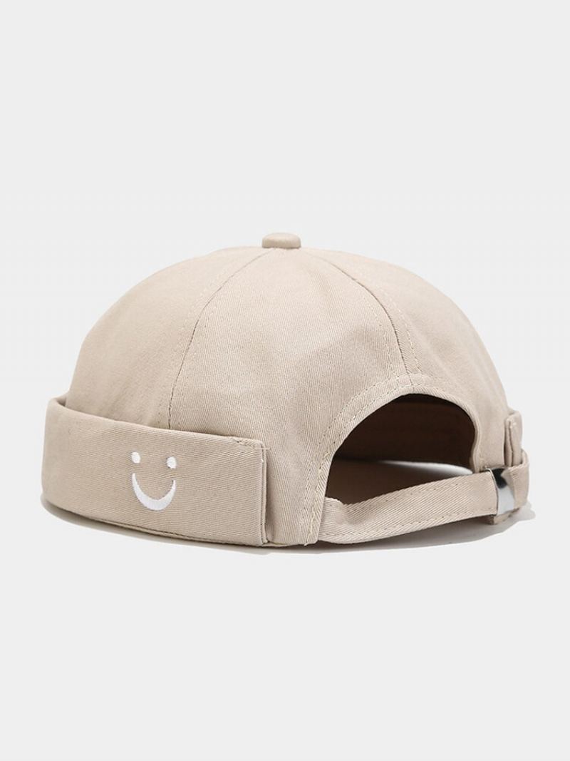 Unisex Bavlna Smile Face Vyšívané Univerzální Nastavitelné Čepice Beanie Landlord Caps Skull