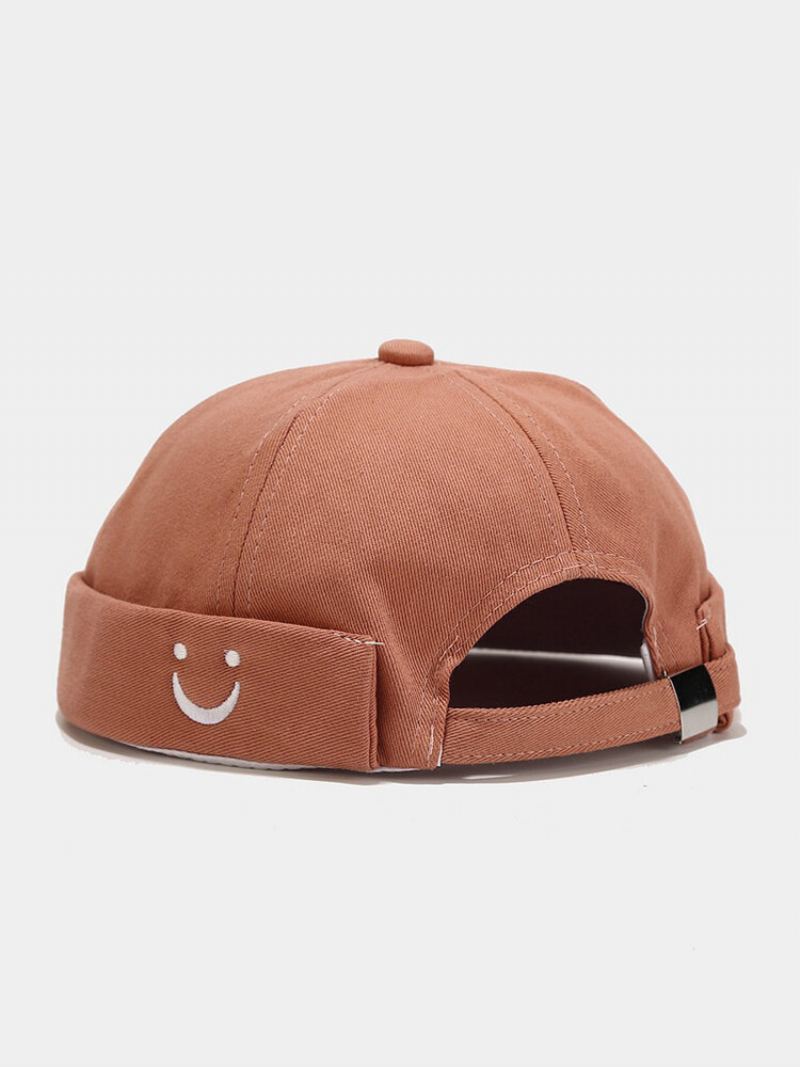 Unisex Bavlna Smile Face Vyšívané Univerzální Nastavitelné Čepice Beanie Landlord Caps Skull