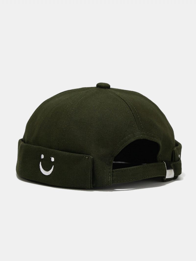 Unisex Bavlna Smile Face Vyšívané Univerzální Nastavitelné Čepice Beanie Landlord Caps Skull