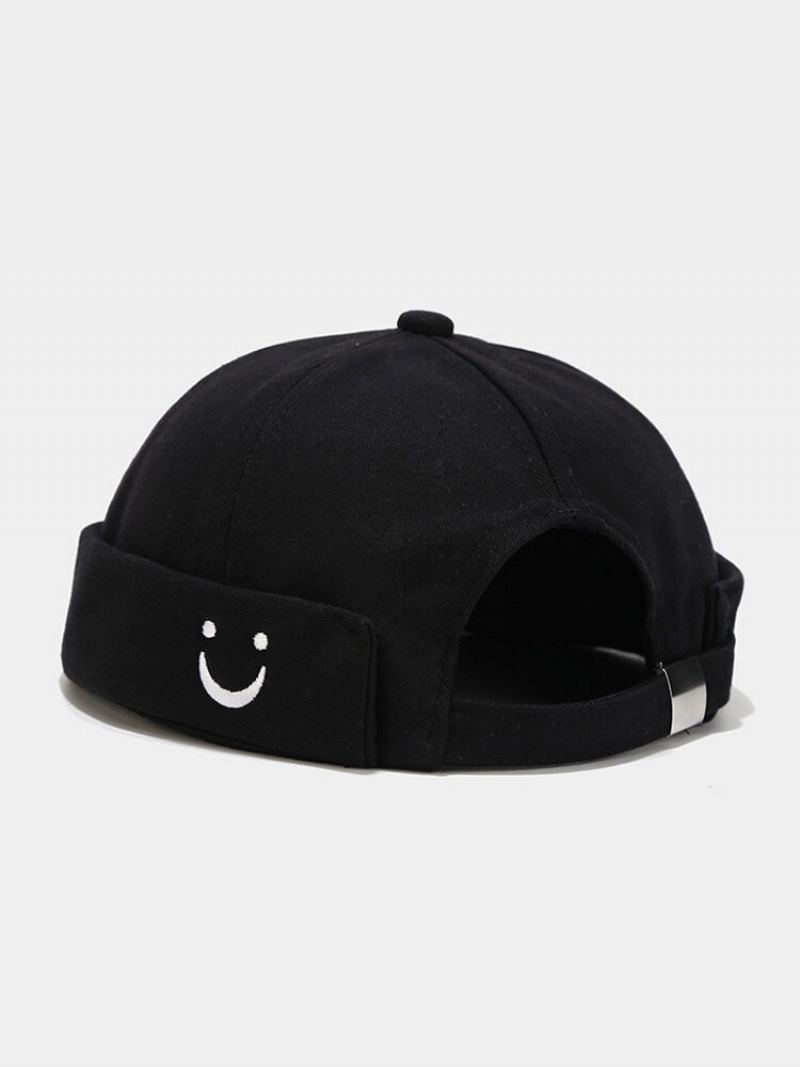 Unisex Bavlna Smile Face Vyšívané Univerzální Nastavitelné Čepice Beanie Landlord Caps Skull