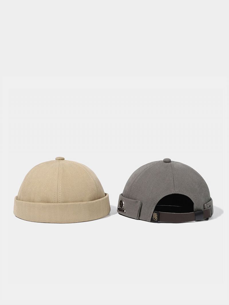 Unisex Bavlněná Písmena Vzor Javorového Listu Kovový Štítek Nastavitelný Trendy Čepice Landlord Cap Skull Cap