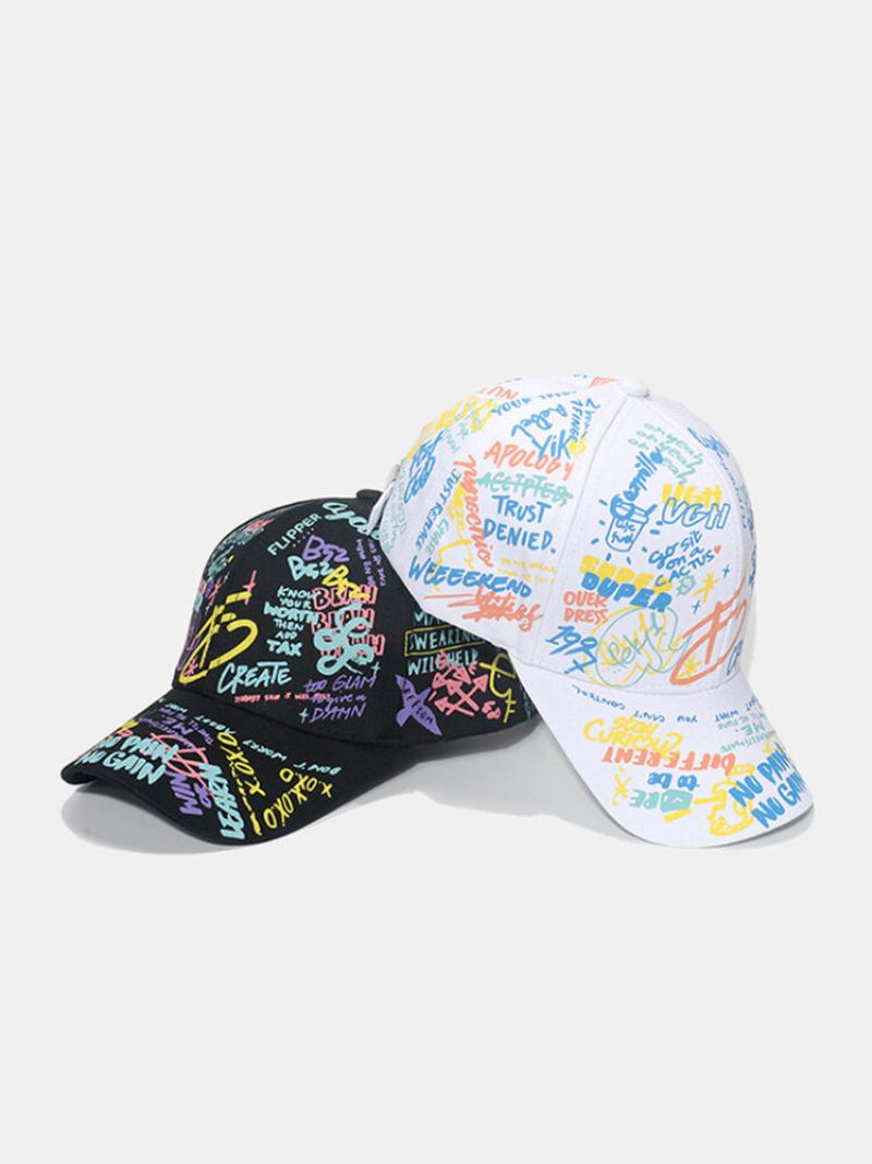 Unisex Bavlněná Překryvná Geometrická Písmena S Graffiti Potiskem Univerzální Kšiltovka Sunshade Baseball Cap