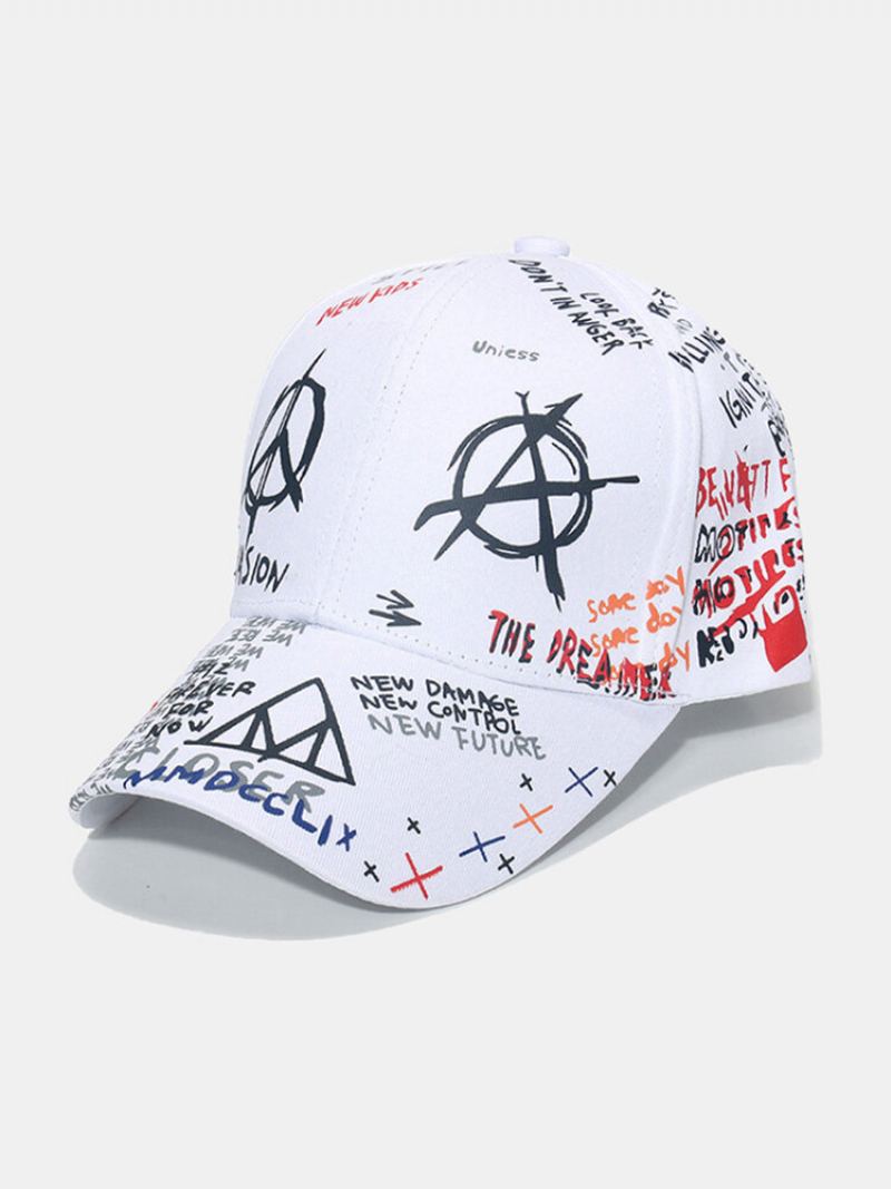 Unisex Bavlněná Překryvná Geometrická Písmena S Graffiti Potiskem Univerzální Kšiltovka Sunshade Baseball Cap