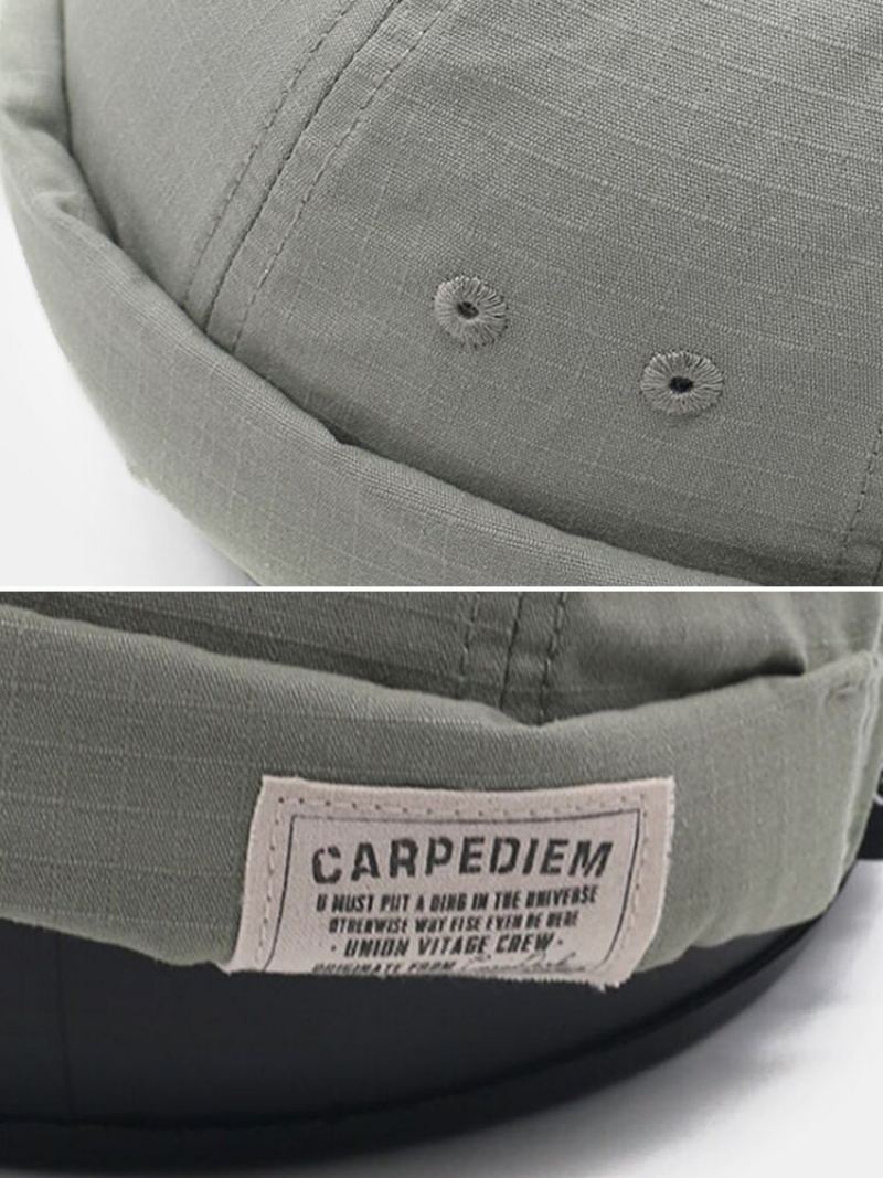 Unisex Canvas Letter Label Univerzální Nastavitelná Čepice Bez Okraje Landlord Caps Skull