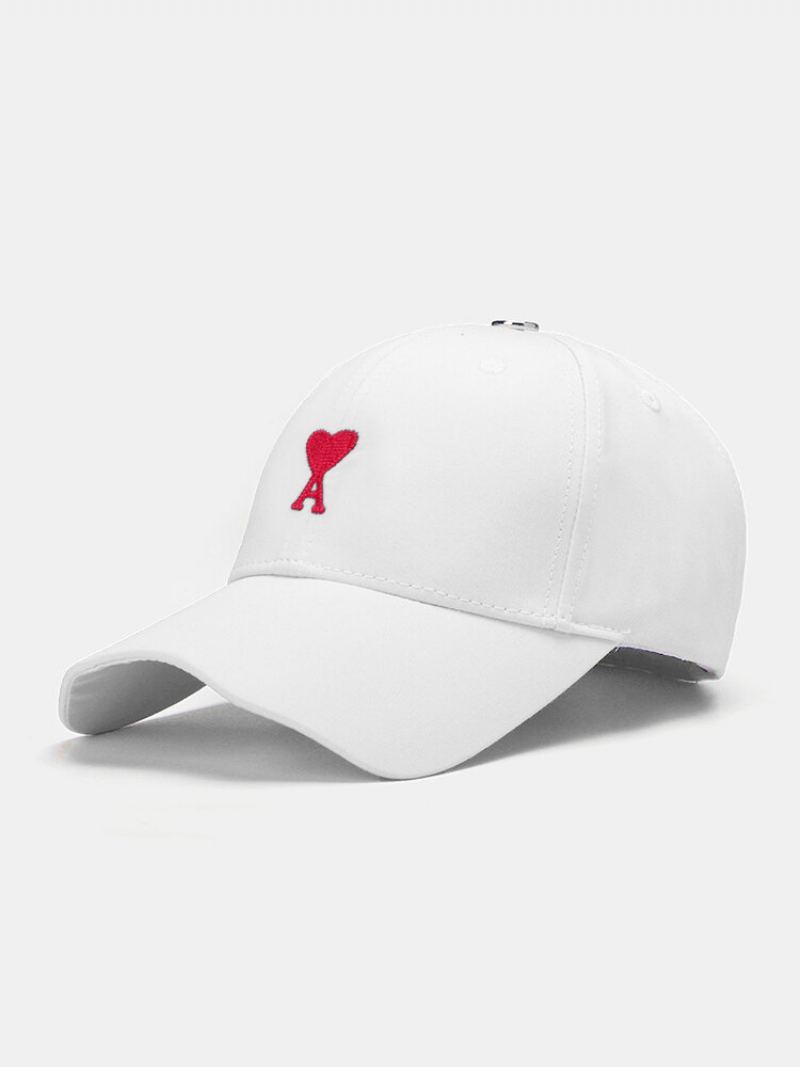 Unisex Cotton Poker Letters Love Embroidery Wavy Brim Sunscreen Simple Baseball Cap