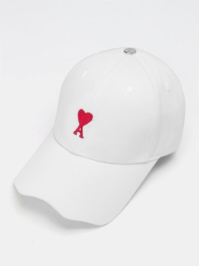 Unisex Cotton Poker Letters Love Embroidery Wavy Brim Sunscreen Simple Baseball Cap