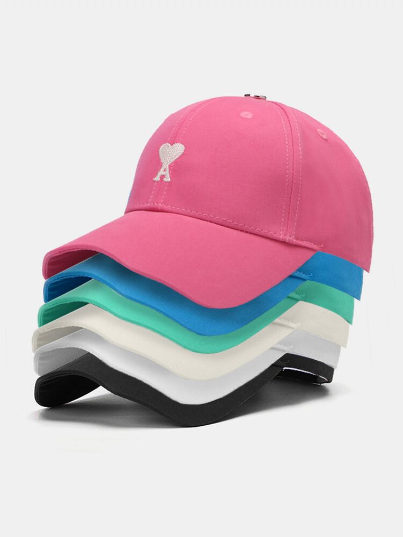 Unisex Cotton Poker Letters Love Embroidery Wavy Brim Sunscreen Simple Baseball Cap