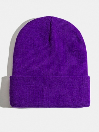 Unisex Jednobarevná Pletená Vlněná Čepice Skull Cap S Čepicí