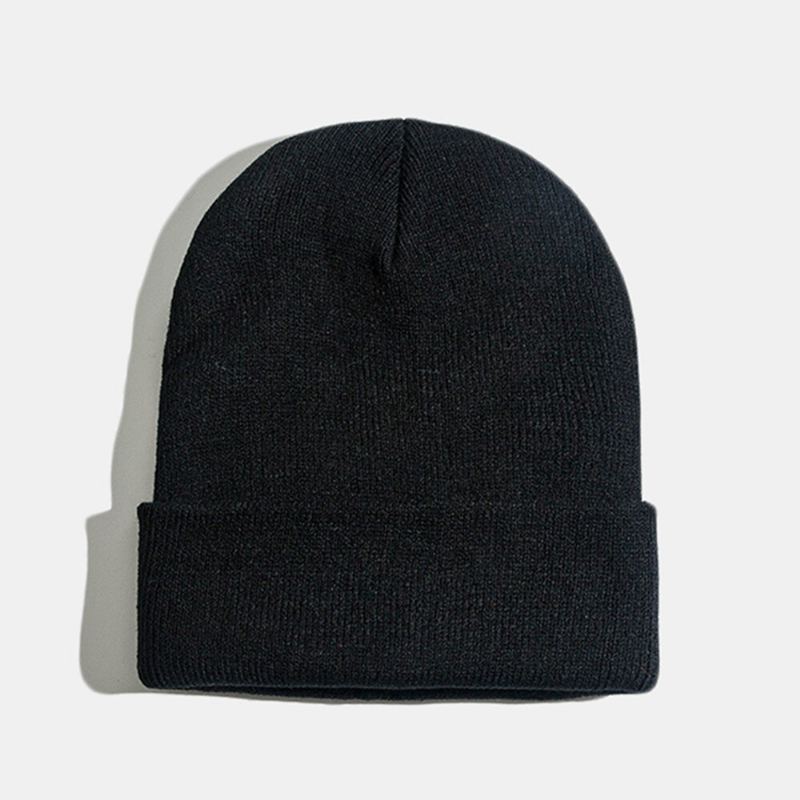 Unisex Jednobarevná Pletená Vlněná Čepice Skull Cap S Čepicí