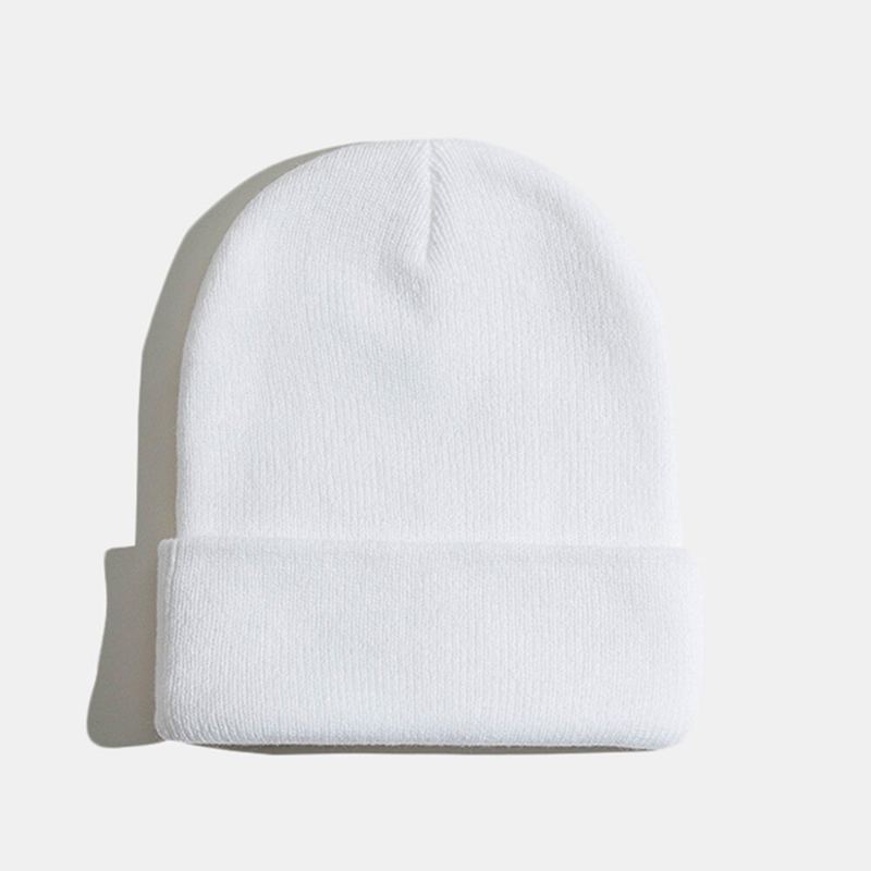 Unisex Jednobarevná Pletená Vlněná Čepice Skull Cap S Čepicí