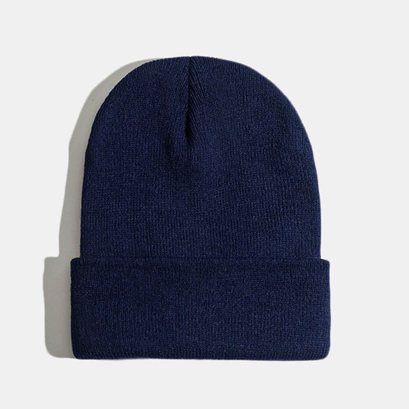 Unisex Jednobarevná Pletená Vlněná Čepice Skull Cap S Čepicí