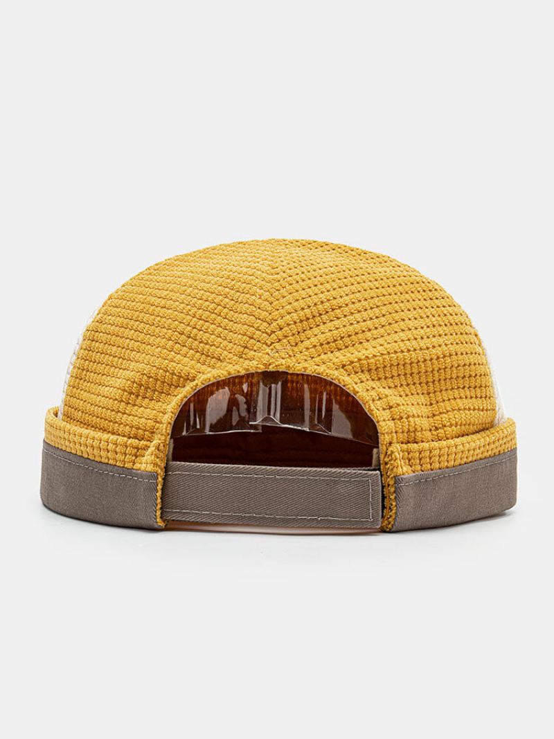 Unisex Manšestr Barevně Sladěné Patchwork Vyšívací Nit Univerzální Čepice Bez Okraje Landlord Cap Skull Cap