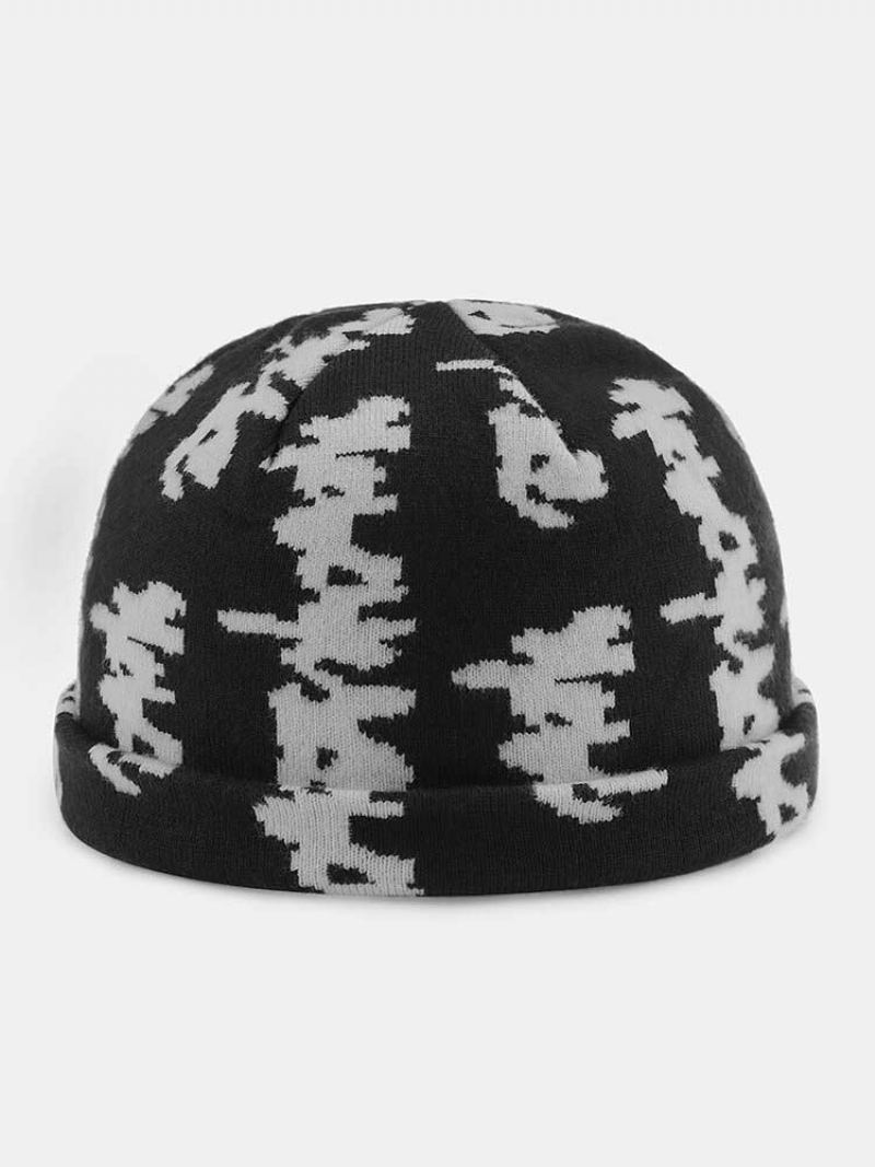 Unisex Pletené Barva Kontrast Graffiti Žakár Hřejivý Móda Čepice Bez Okrajů Kšiltovka Landlord Cap Skull Cap