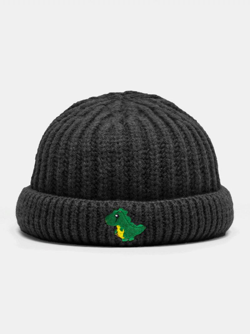 Unisex Pletené Jacquard Kreslený Dinosaurus Výšivka Móda Teplo Čepice Bez Okrajů Kšiltovka Landlord Cap Skull Cap