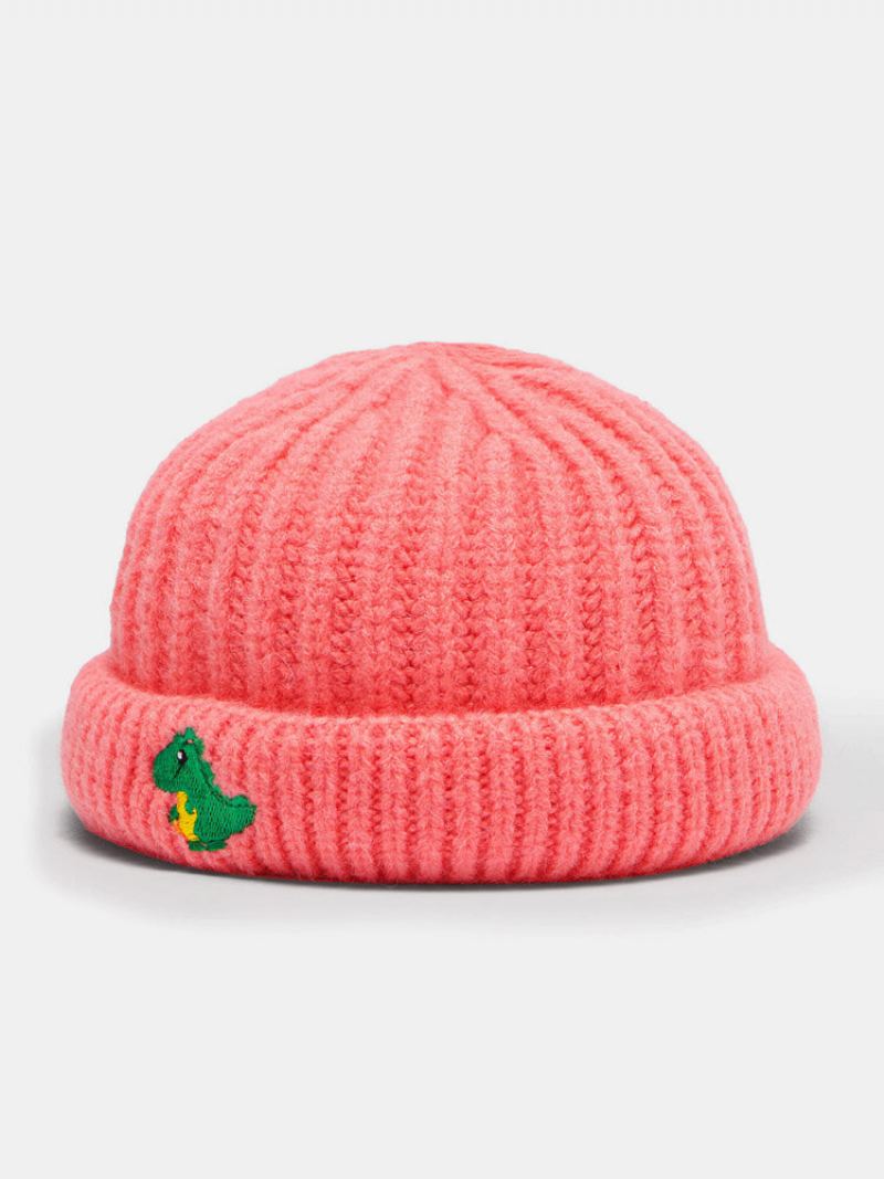 Unisex Pletené Jacquard Kreslený Dinosaurus Výšivka Móda Teplo Čepice Bez Okrajů Kšiltovka Landlord Cap Skull Cap