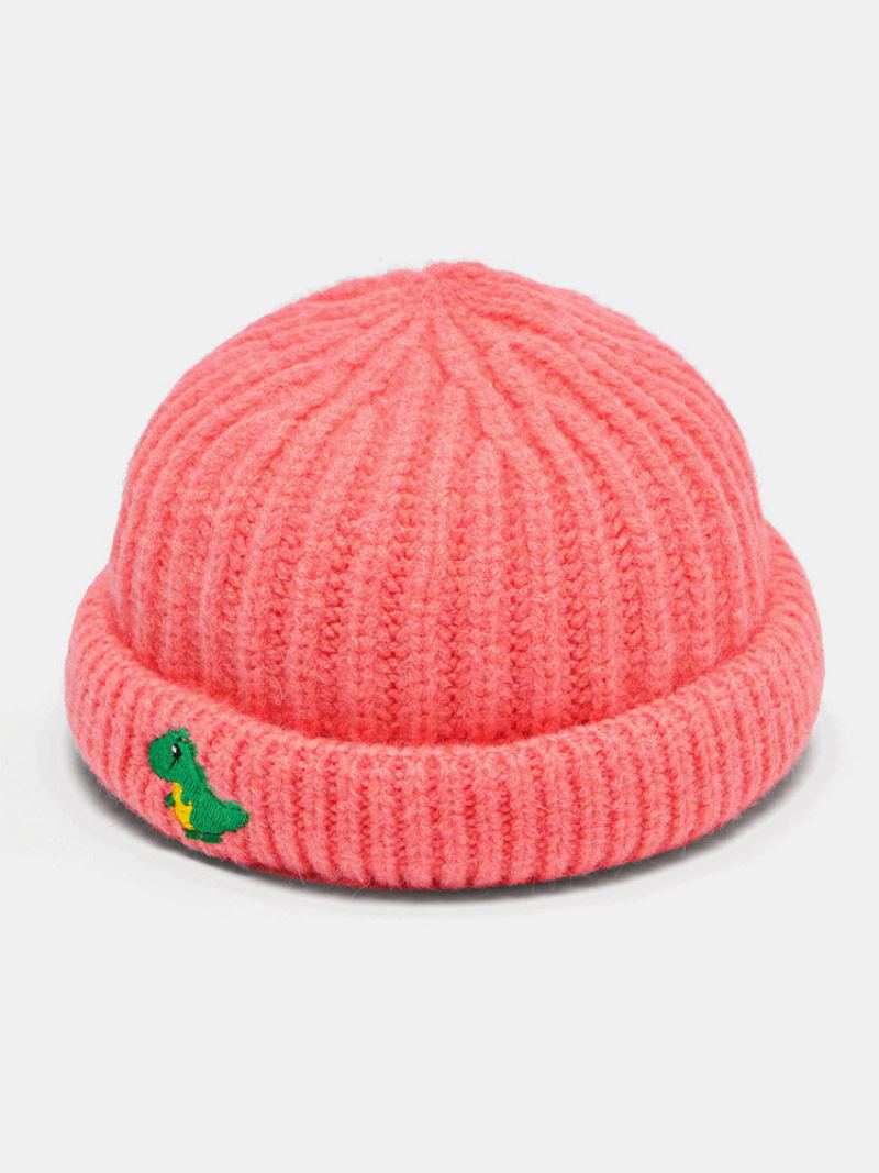 Unisex Pletené Jacquard Kreslený Dinosaurus Výšivka Móda Teplo Čepice Bez Okrajů Kšiltovka Landlord Cap Skull Cap