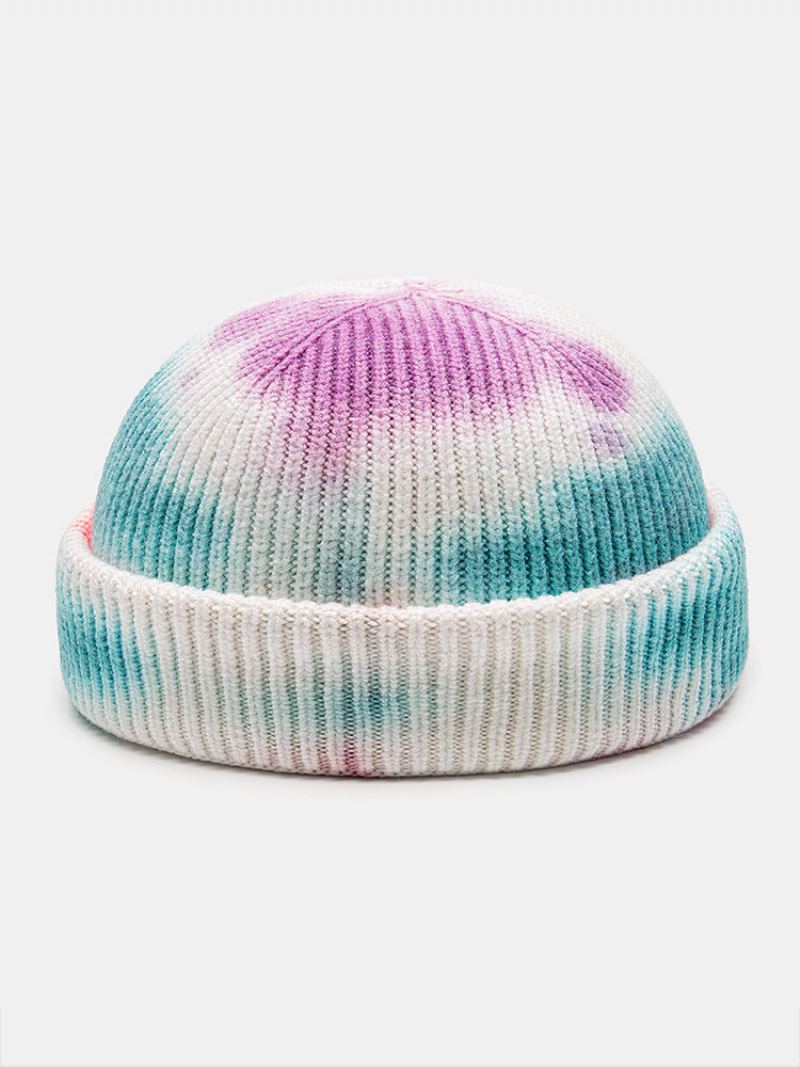 Unisex Pletené Vázanky Smíšené Barvy Žakárové Venkovní Teplo Čepice Bez Okrajů Kšiltovka Landlord Cap Skull Cap