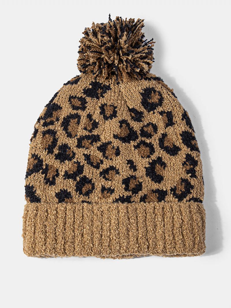 Unisex Pletený Leopardí Vzor Kožešina Ples Dekorace Lemování Ležérní Hřejivý Čepice Beanie