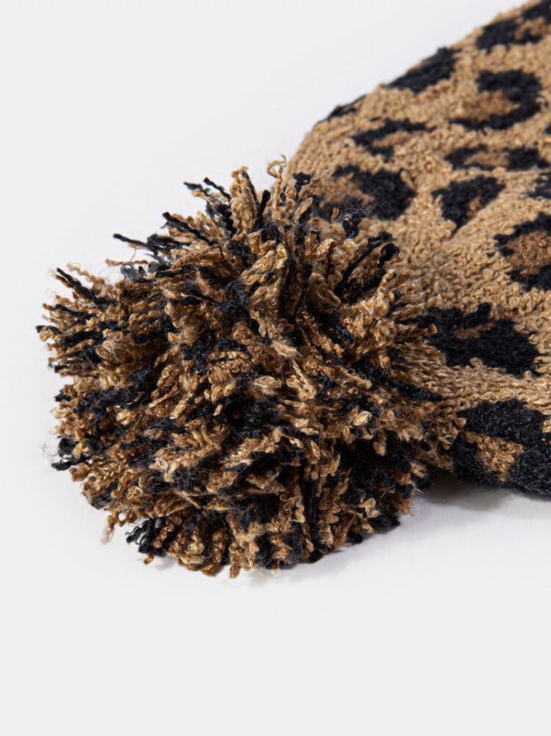 Unisex Pletený Leopardí Vzor Kožešina Ples Dekorace Lemování Ležérní Hřejivý Čepice Beanie